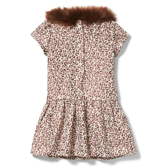 Janie And Jack LEOPARD FAUX FUR COLLAR DRESS NWOT - Picture 5 of 5